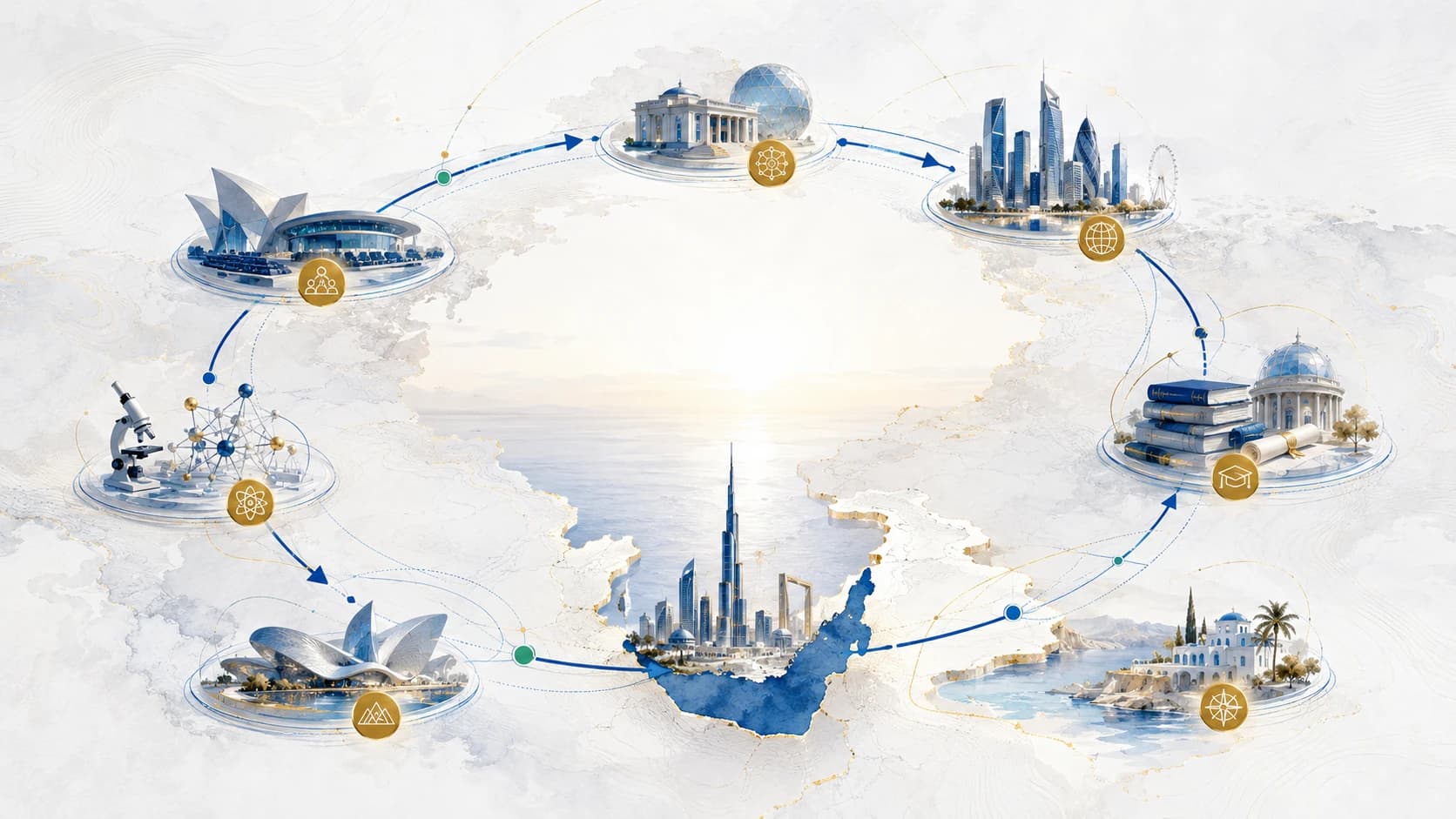 A connected route across global centers of learning, technology, and culture